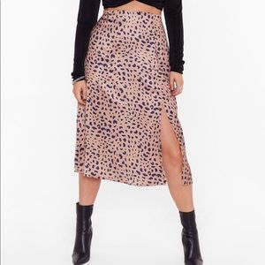 Plus Size Leopard Print Midi Skirt NWT Nasty Gal